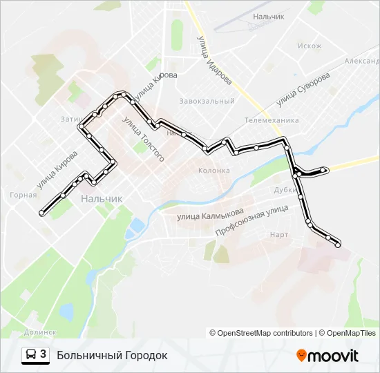 Автобус 3: карта маршрута
