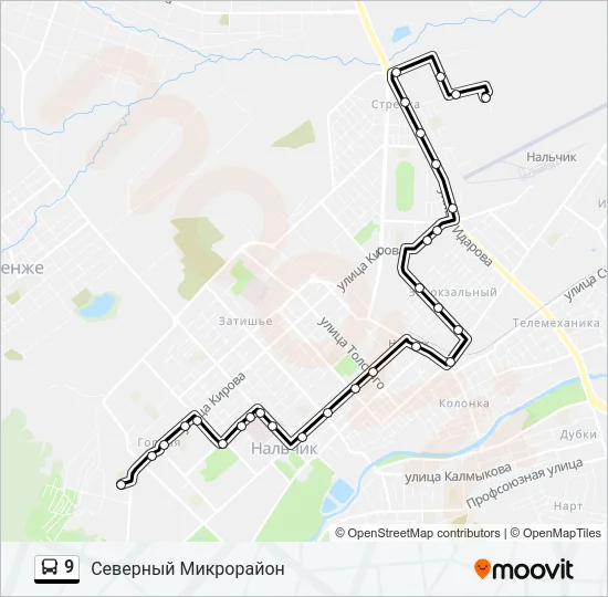 Автобус 9: карта маршрута