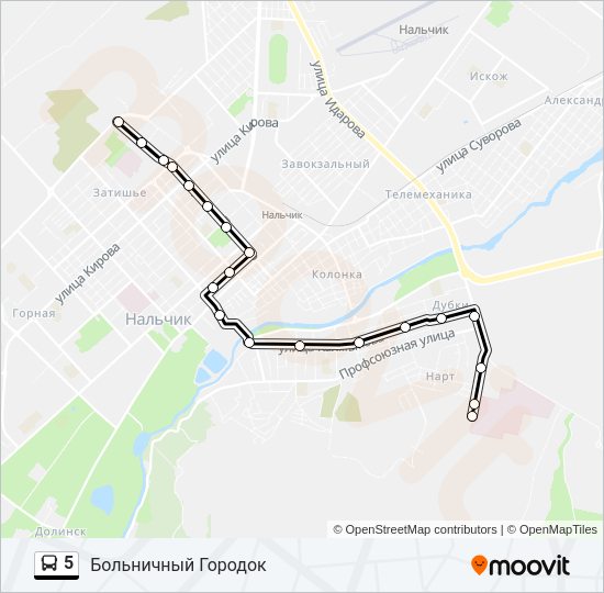 Автобус 5: карта маршрута