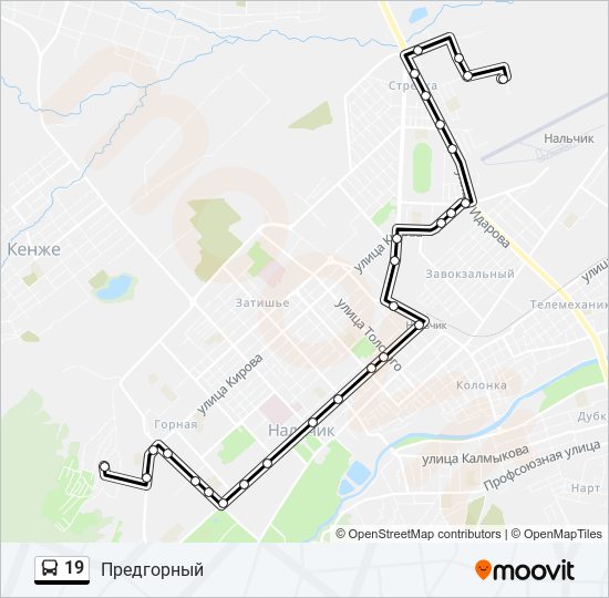 Маршрутки нальчик. Маршрутка 19. 19 Маршрут на карте. Маршрут автобуса 19. 19 Автобус карта.