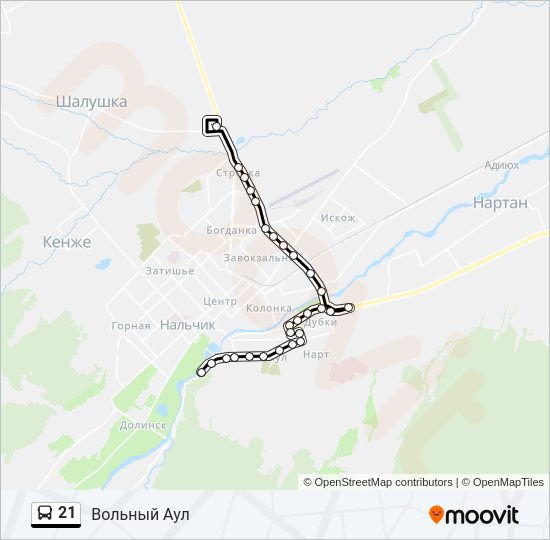 Автобус 21: карта маршрута