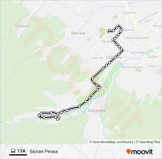 13А Bus Line Map