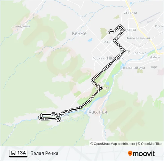 13А Bus Line Map