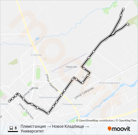 Маршрут 8: расписание, карты и остановки - Племстанция → Новое Кладбище ...