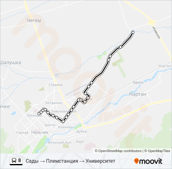 Автобус 8: карта маршрута