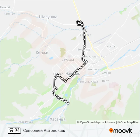Автобус 33: карта маршрута