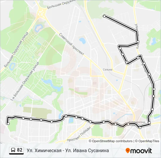 Автобус 82: карта маршрута