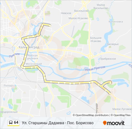 Автобус 64: карта маршрута