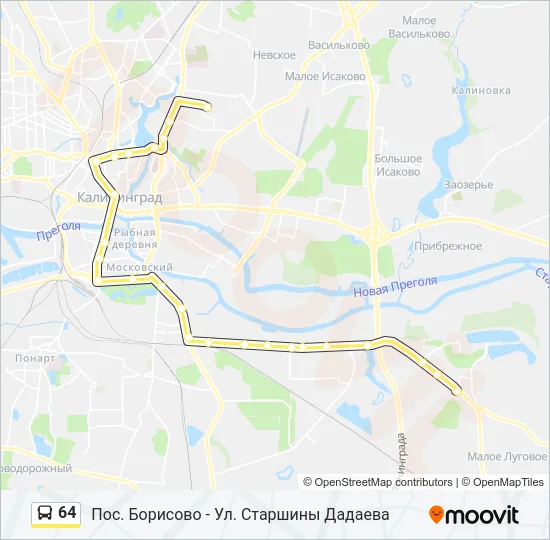 Автобус 64: карта маршрута