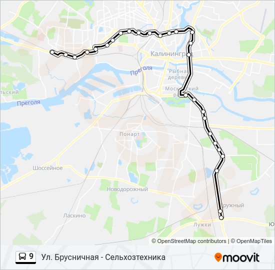 Автобус 9: карта маршрута