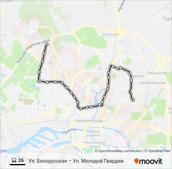 Автобус 26: карта маршрута