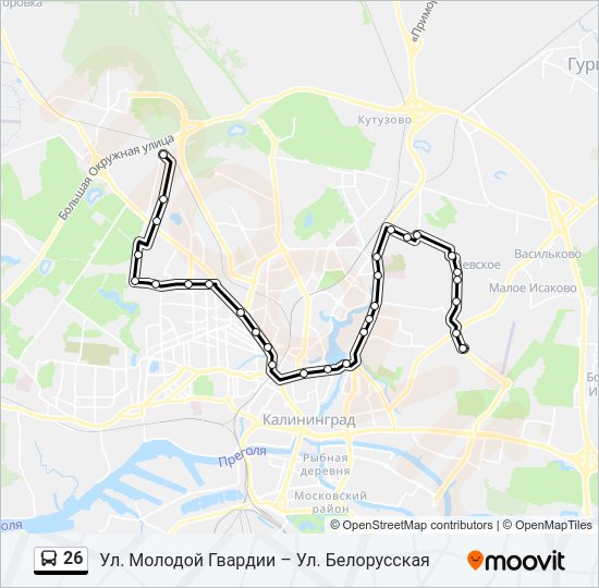 Автобус 26: карта маршрута