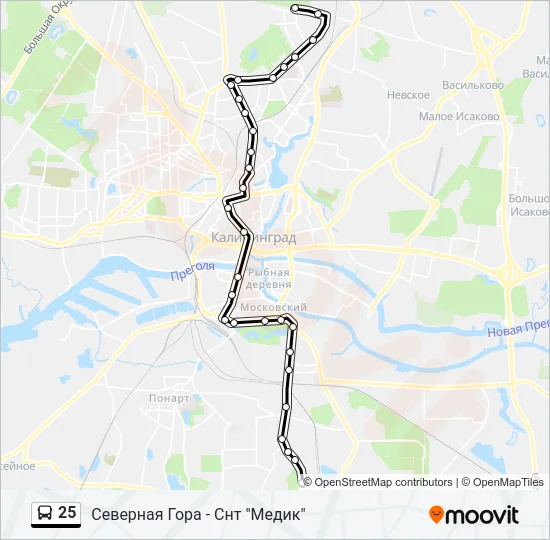 Автобус 25: карта маршрута