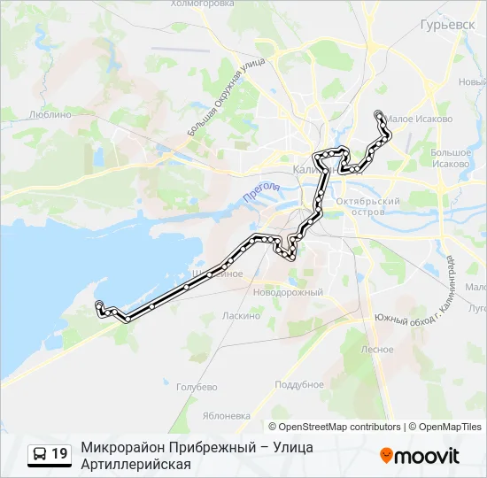 Автобус 19: карта маршрута