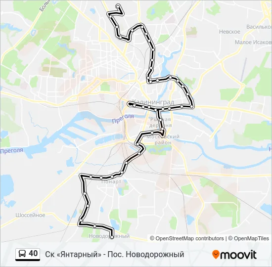 Автобус 40: карта маршрута