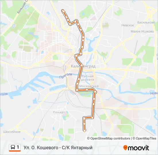 Автобус 1: карта маршрута