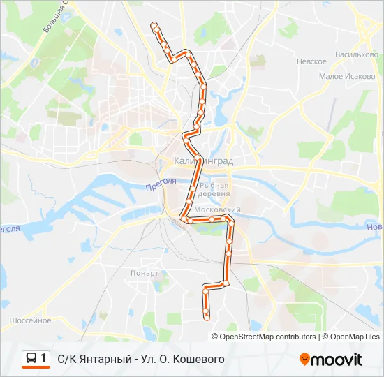 Автобус 1: карта маршрута