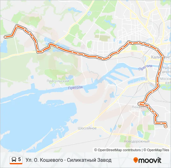 Автобус 5: карта маршрута