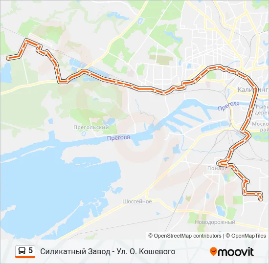 Автобус 5: карта маршрута