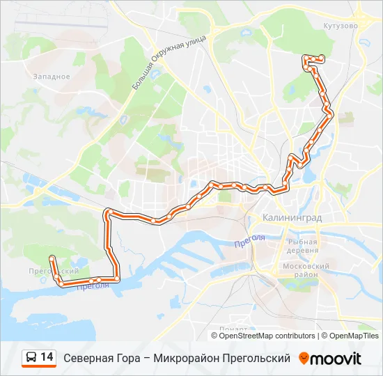 Автобус 14: карта маршрута