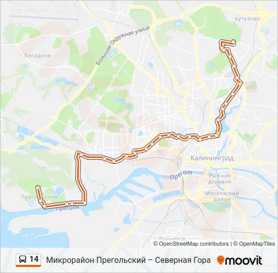 Автобус 14: карта маршрута