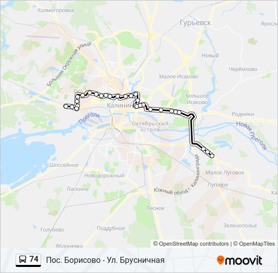 Маршрут 74 автобуса на карте со всеми остановками таганрог