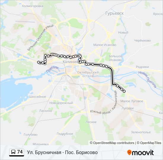 Автобус 74: карта маршрута