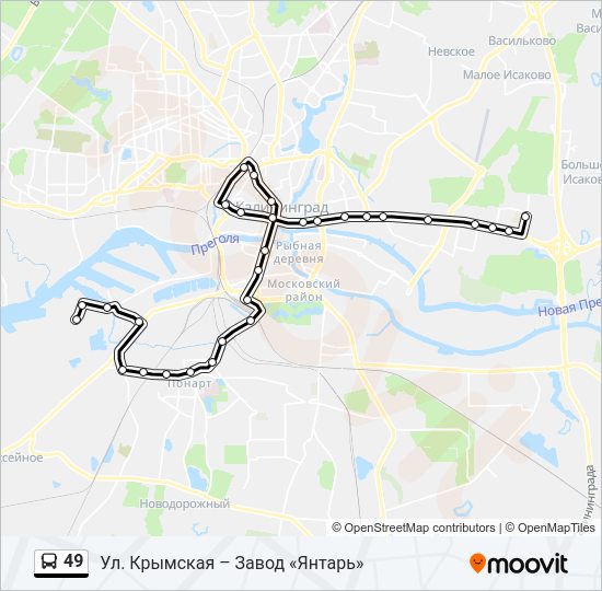 Автобус 49: карта маршрута