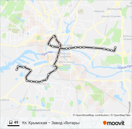 Автобус 49: карта маршрута