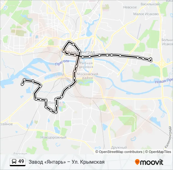 Автобус 49: карта маршрута