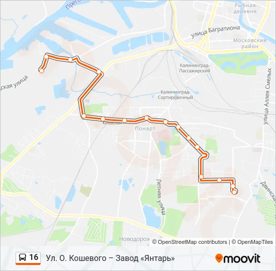 16 Bus Line Map
