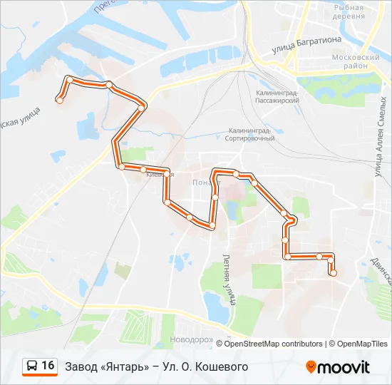 Автобус 16: карта маршрута