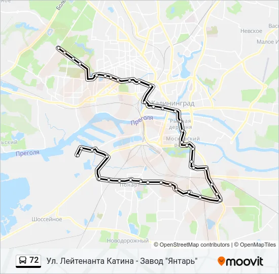 Автобус 72: карта маршрута