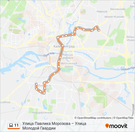 Автобус 11: карта маршрута