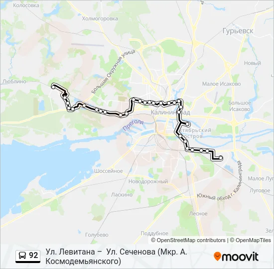 92 Bus Line Map