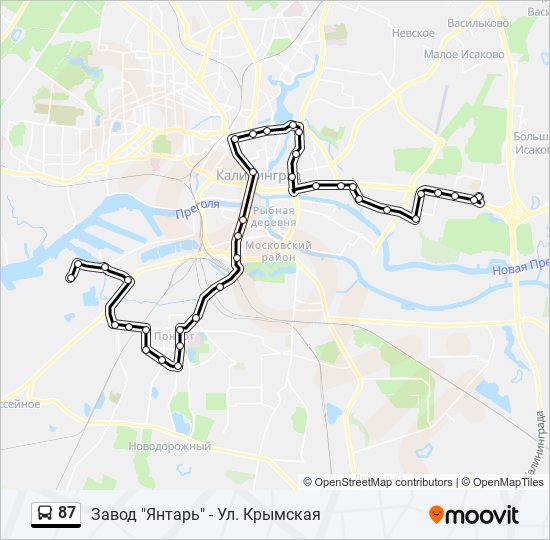 Автобус 87 расписание остановки