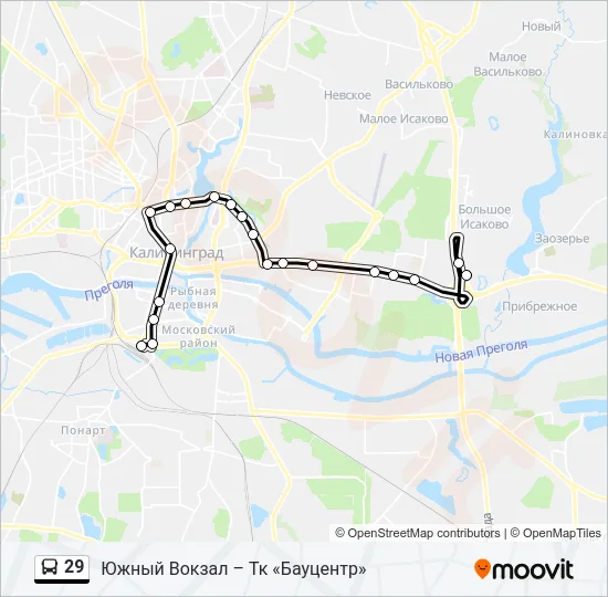 Автобус 29: карта маршрута