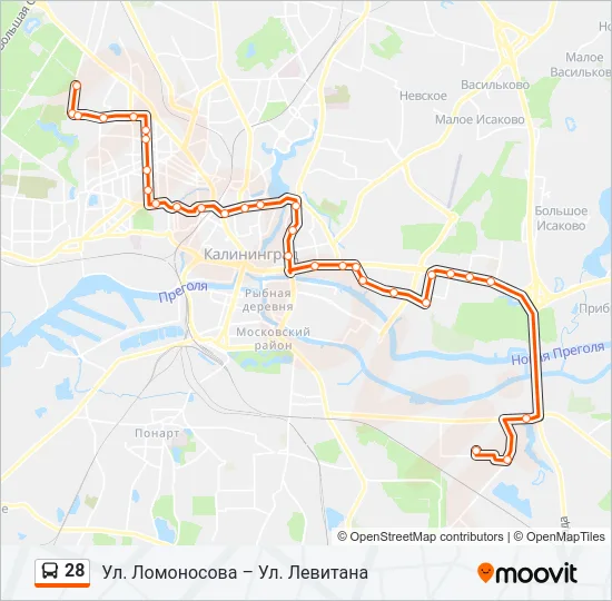 Автобус 28: карта маршрута