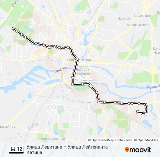 Автобус 12: карта маршрута