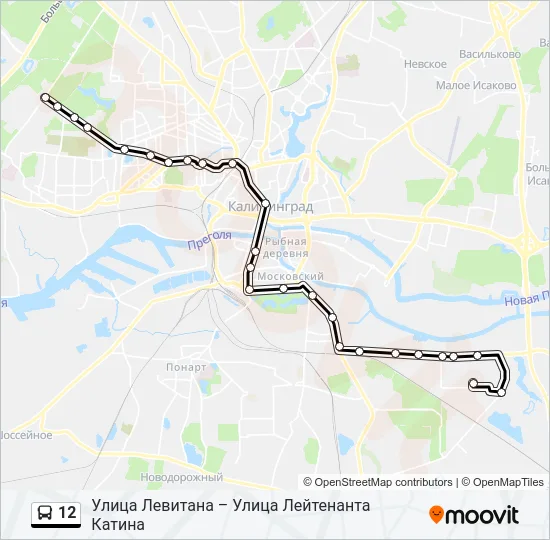 Автобус 12: карта маршрута