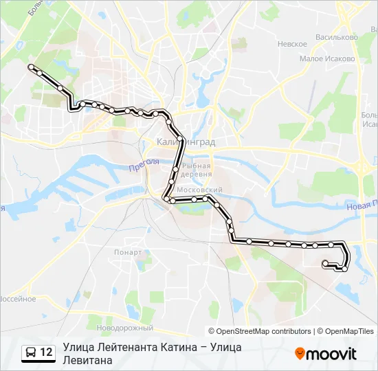 Автобус 12: карта маршрута