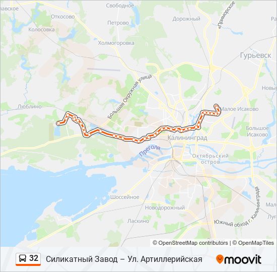 Расписание 32 маршрута пермь. Автобусы в Калининграде маршрута 32. Улица Артиллерийская Калининград на карте. Расписание 32 автобуса в Калининграде. Артиллерийская 57 Калининград показать на карте.