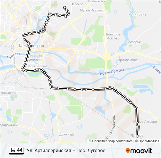 Автобус 44: карта маршрута