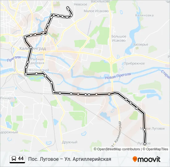 Автобус 44: карта маршрута