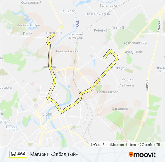 Автобус 464: карта маршрута
