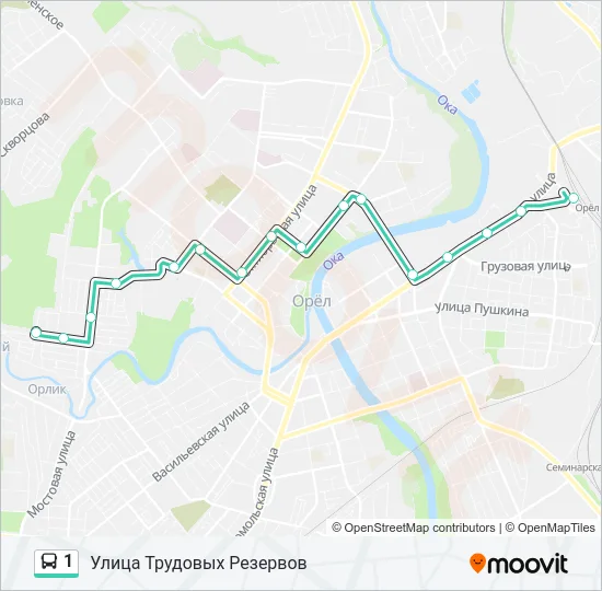 Автобус 1: карта маршрута