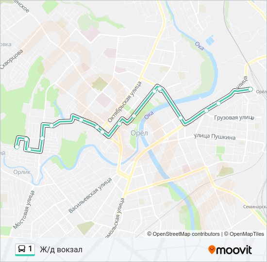 Автобус 1: карта маршрута