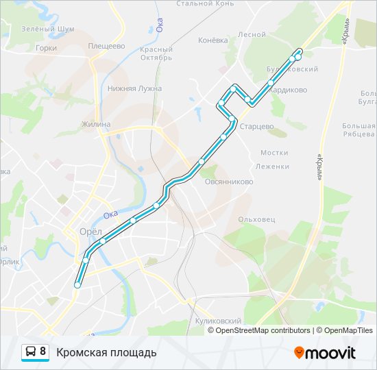 Автобус 8: карта маршрута