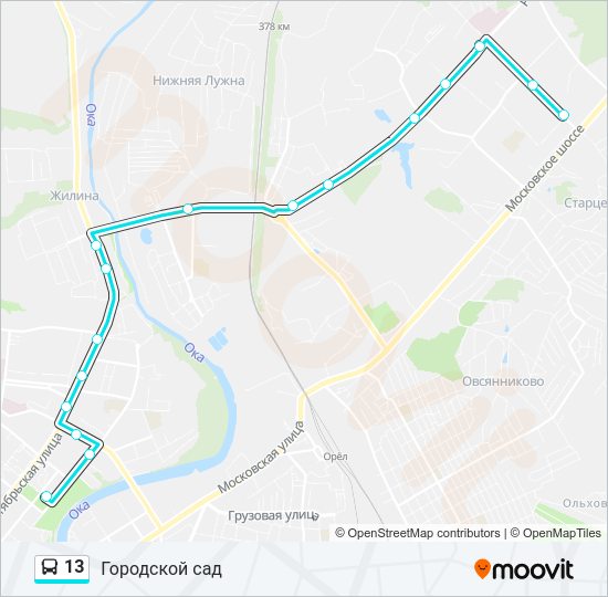 Автобус 13: карта маршрута