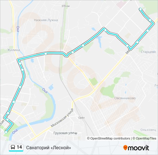 Автобус 14: карта маршрута